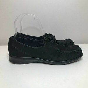 SAS Women's 8 Wide Comfort Moccasin Black Nubuck Leather Comfort Orthopedic Shoe